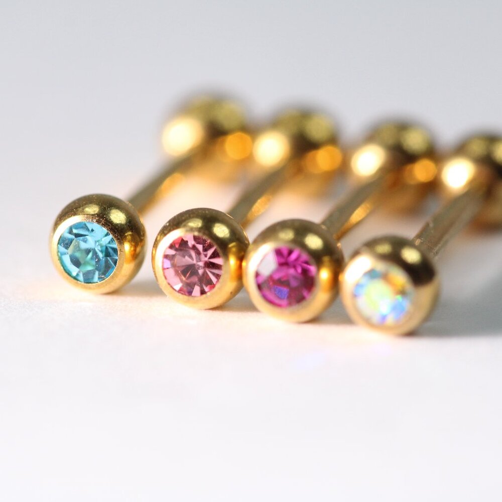 Set Of Four Barbells Piercings Gold Plated Surgical Steel New